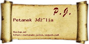 Petanek Júlia névjegykártya